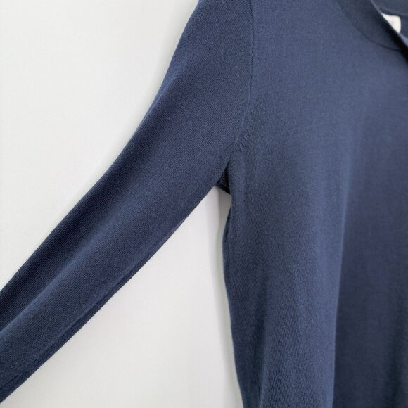 J.Crew Factory Navy Blue 100% Cotton Tie Neck Long Sleeve Sweater XXS Preppy - Picture 7 of 10